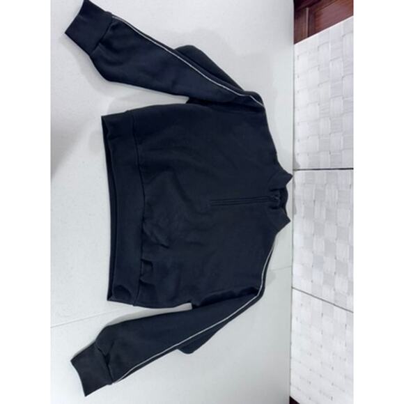 "VICTORIAS SECRET" Cropped Black Sweatshirt,3/4 Zipper,Bling down sleeves,Sexy - Picture 5 of 14